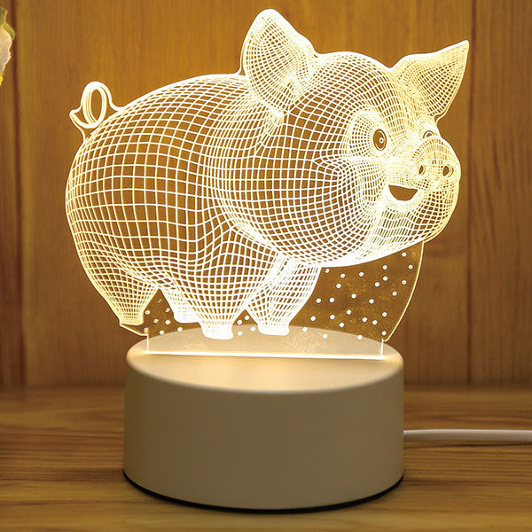 批发3D小夜灯 USB儿童卡通圣诞礼物小夜灯手写亚克力七彩遥控台灯