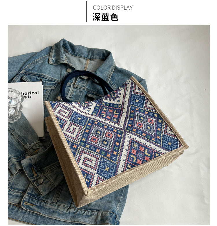 Large Capacity Commuter Bag Women2023New Fashion Single Shoulder Tote Bag Ethnic Style Student Handbag Class Bag Trendy
