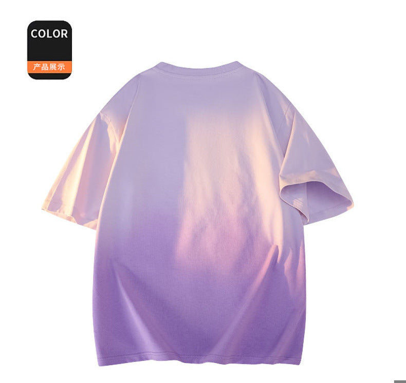 Modal Cotton Short Sleeve T Men's Summer New Gradient Color Loose Round Neck Shirt t Trendy Versatile Fashionable Shirt