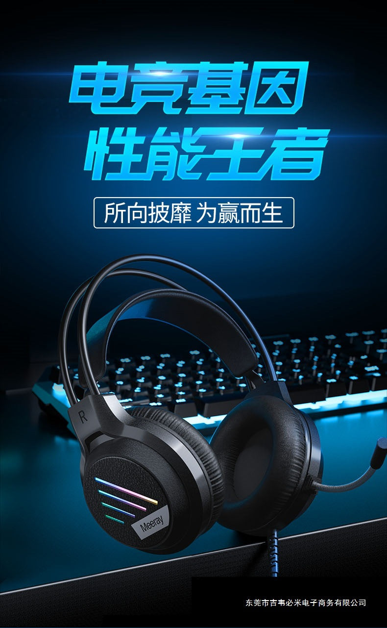 Wrangler Over-Ear Computer Headphones with Microphone Wired Desktop Gaming E-Sports Dedicated7.1Headset USB Large