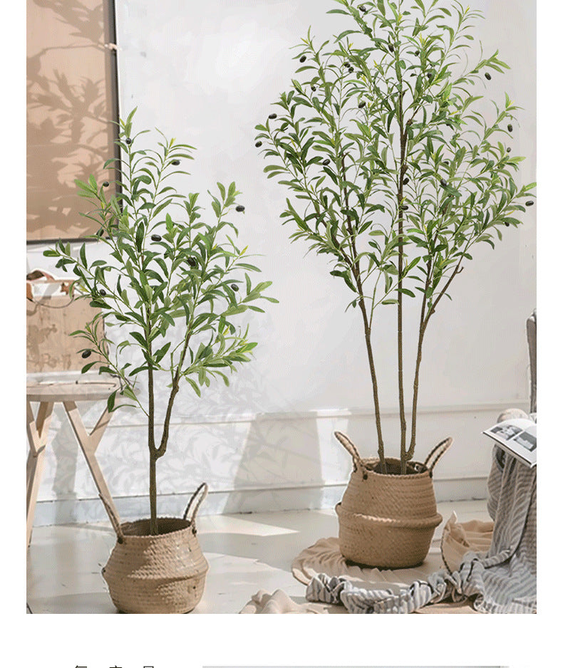 Artificial Plants Amazon Foreign Trade Wholesale Fake Tree Potted Artificial Olive Tree Indoor Large Green Plant Floor Ornament
