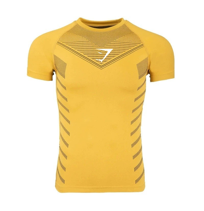 Foreign Trade Hot-Selling Cross-Border Men's Sports Running Fitness Quick-Dry Short Sleeve Tights3D 3D Printing GYMSHARK