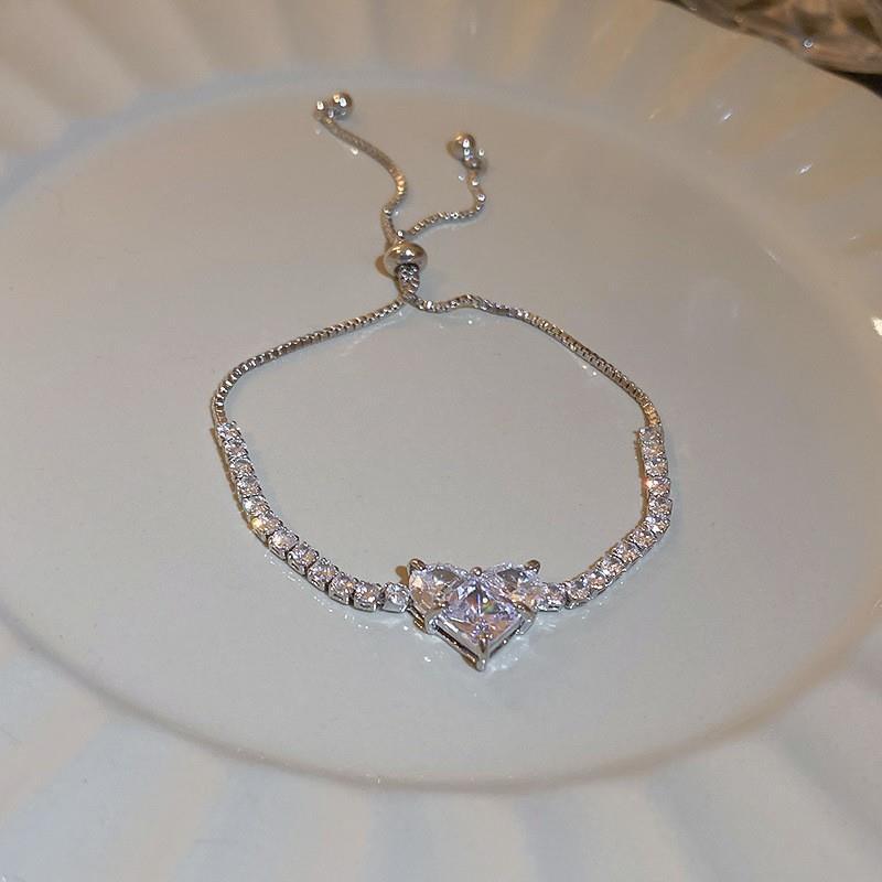 Xiaohongshu Same Style Hot-Selling Zircon Bracelet Light Luxury Niche Exquisite High-End Feel Adjustable Pull Jewelry for Women