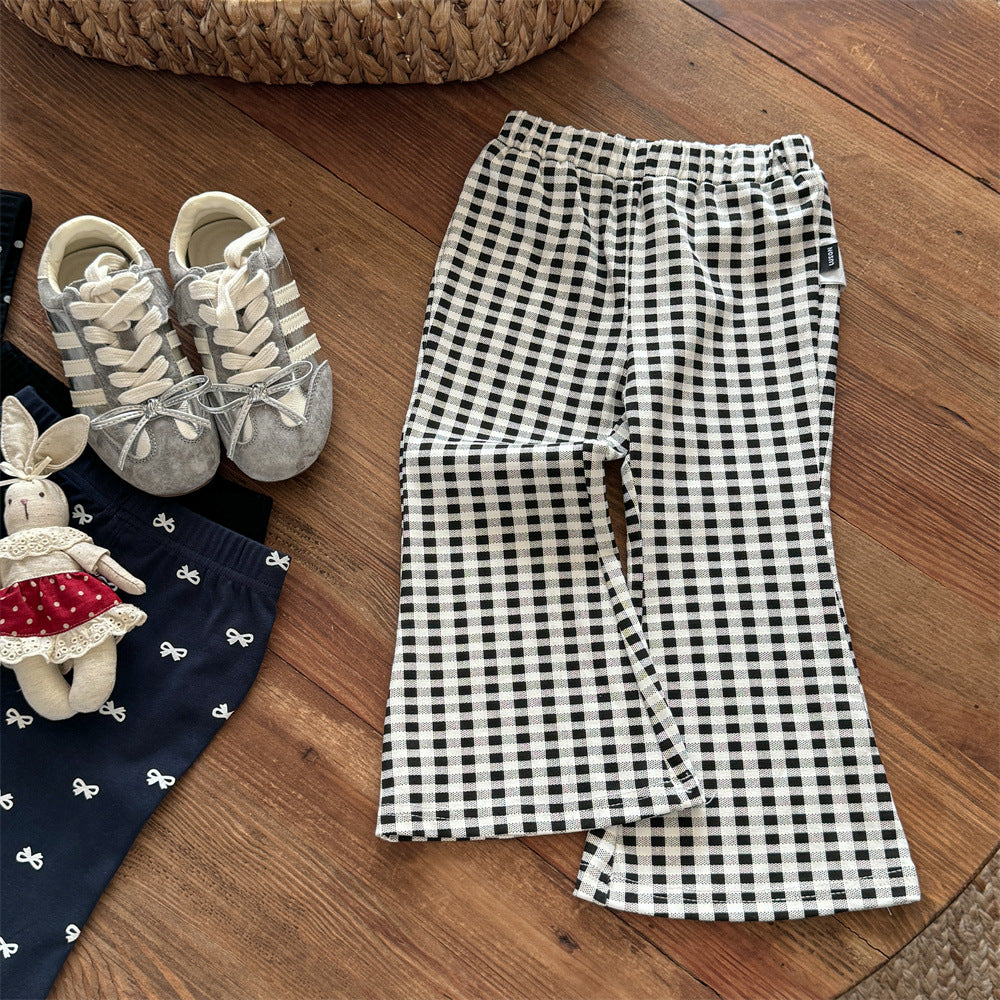 Sweet Little Girl Flared Pants Stylish Spring and Autumn New Baby Outerwear Leggings Korean Version Infant Children's Casual Long Pants