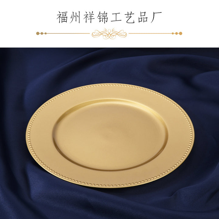 新款欧式珠盘喷粉圆盘酒店宴会垫盘塑盘喷粉工艺盘源头厂家