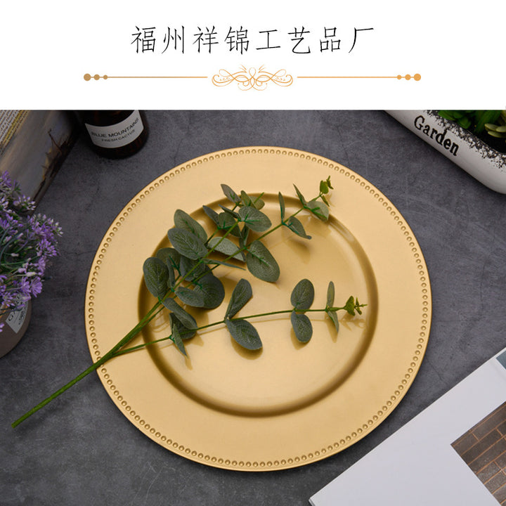 新款欧式珠盘喷粉圆盘酒店宴会垫盘塑盘喷粉工艺盘源头厂家