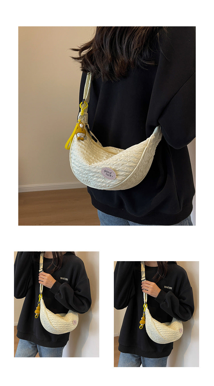 Cute and Versatile Niche Canvas Small Bag for Women2023New Women's Bag Korean Version Crossbody Bag Fashion Single Shoulder Dumpling Bag