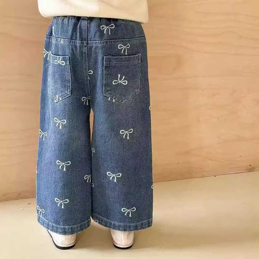 Girls' Jeans2025New Spring and Autumn Children's Korean Style Fashionable Pants Baby Casual Straight Long Pants Trendy