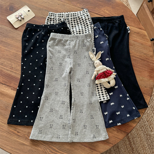 Sweet Little Girl Flared Pants Stylish Spring and Autumn New Baby Outerwear Leggings Korean Version Infant Children's Casual Long Pants