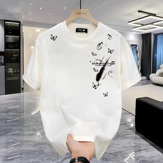 Summer new style Chinese style pure cotton men's short sleeves t Trendy Chinese Style Loose Casual Versatile Half Sleeve Top