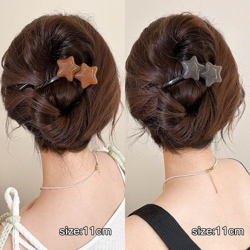 Vintage Simple Star Hair Twist Clip High-End Elegant Back of Head Bobby Pin Summer Versatile Shark Clip