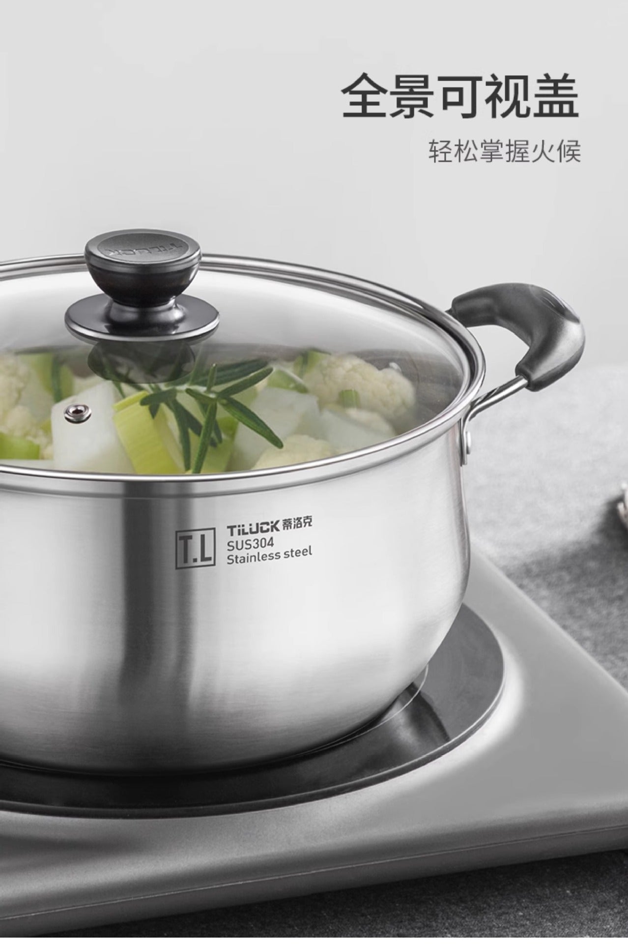304Stainless Steel Soup Pot for Home Use, Non-Coated Instant Noodle Pot, Double Ear Small Pot, Steamer, Special for Gas and Induction Cookers