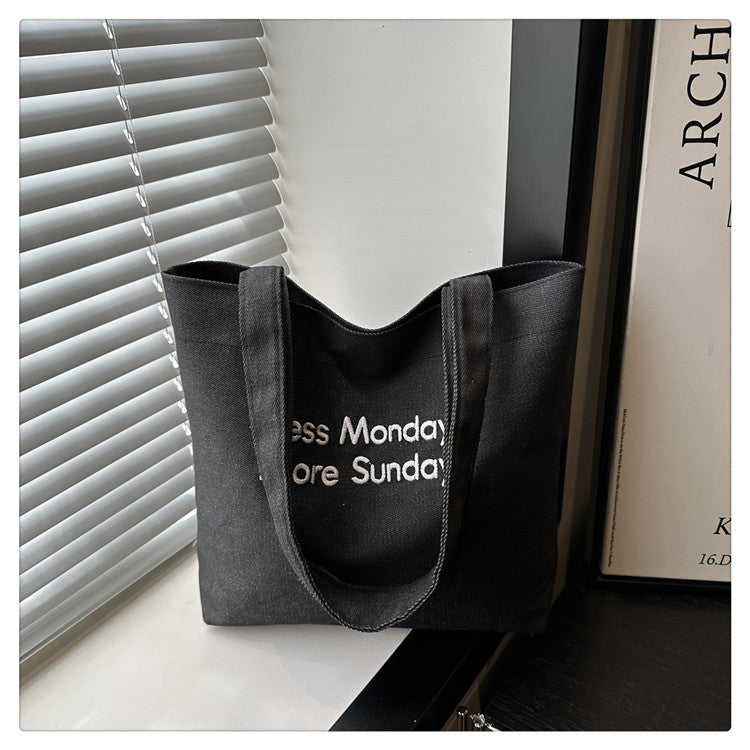 Vintage American Style Canvas Bag ins Large Capacity Student Commuter Artistic Single Shoulder Bag for Class Tote Bag for Women