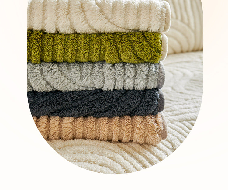 cream-style autumn and winter plush sofa Non-Slip Sofa Cover