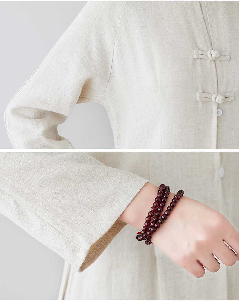 Real Shot 2024Linen Tea Clothing Spring and Autumn Zen Style Layperson Clothing Hanfu Chinese Style Tang Suit Set