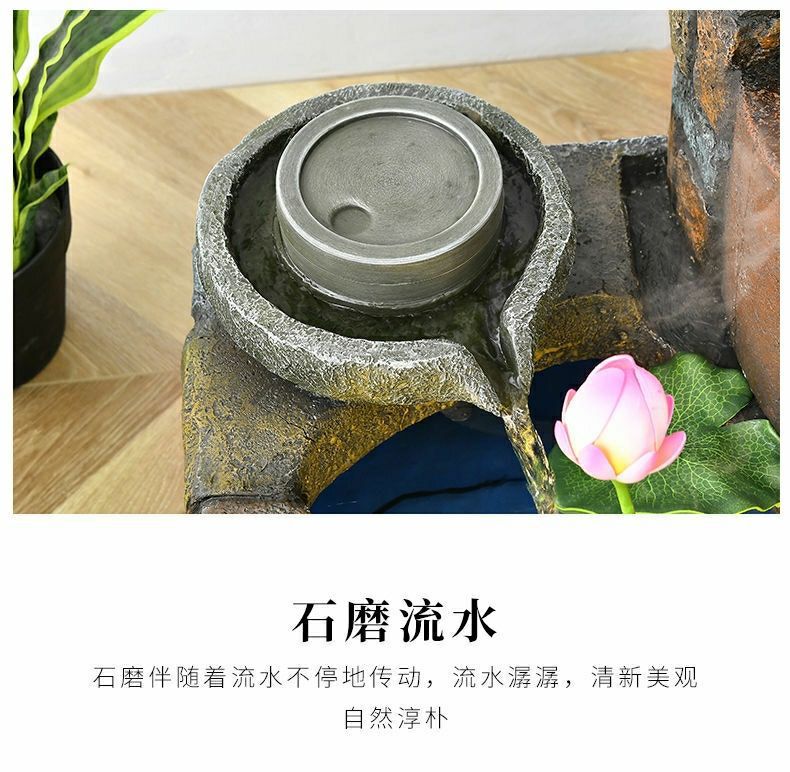Pastoral External Circulation Water Pool Fountain Fish Tank Ornament for Home Living Room Courtyard Entrance Opening Decoration Zhao Zhi Zheng