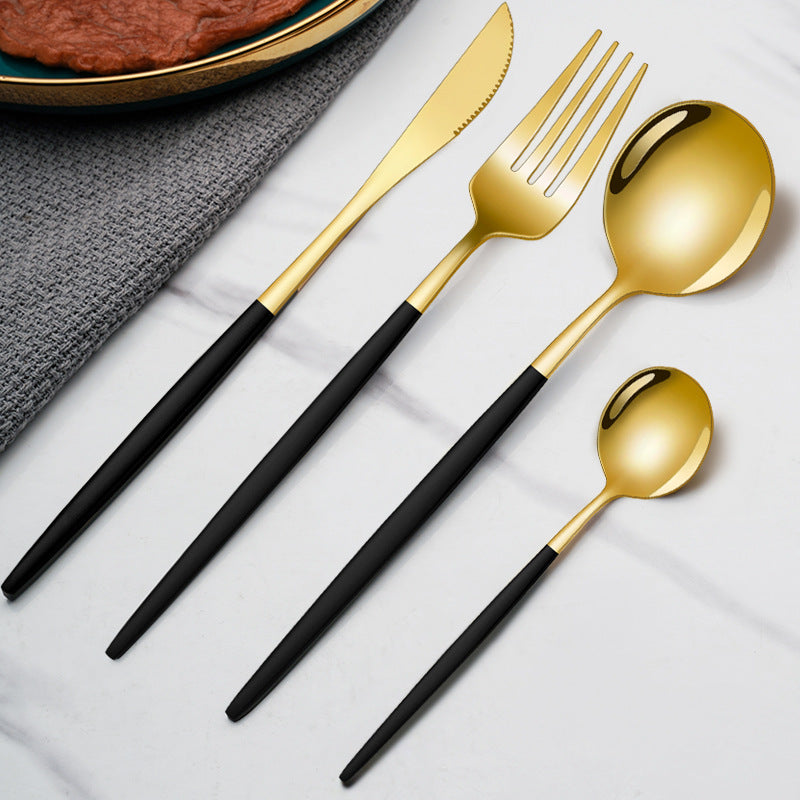 spoon Jieyang Manufacturer Wholesale Cross-Border Stainless Steel Tableware Set24Set Household Cutlery and Utensils