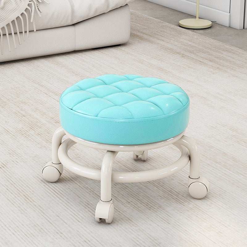 Universal Wheel Small Stool with Wheels, Low Stool for Home, Shoe Changing Stool, Living Room Children's Round Stool with Wheels, Silent Wheels