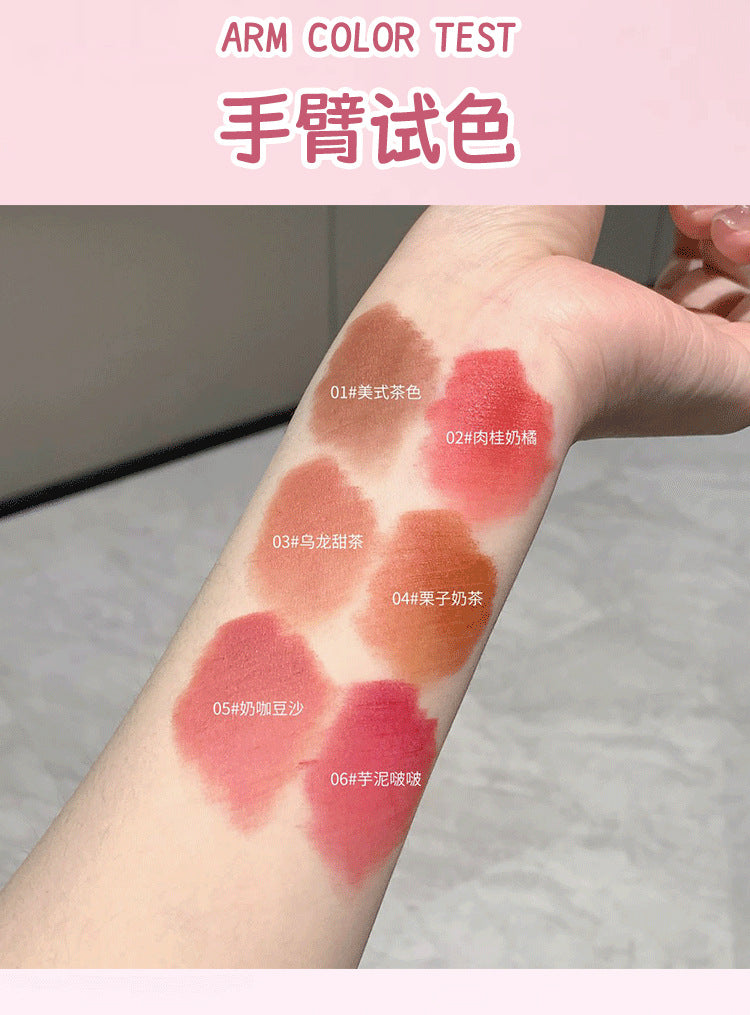 YPYP Milk Tea Cup Lip Mud Velvet Matte Matte Whitening Non-stick Cup Lipstick Lip Glaze Student Party Affordable Makeup Women