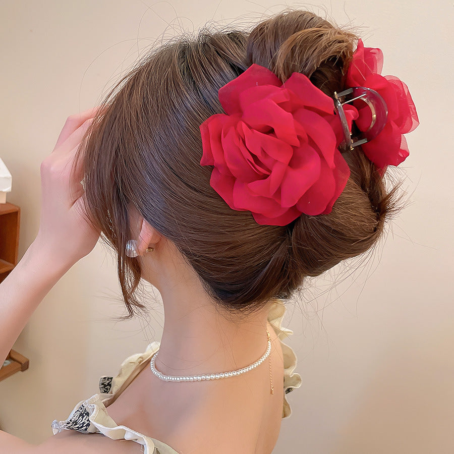 Super Fairy Vacation Style Fabric Flower Hair Clip Side Bangs Broken Hair Duckbill Clip Gentle Atmosphere Versatile Hair Accessory for Women