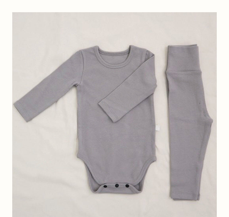 Baby Romper Spring and Autumn a High-Waist Belly Protection Pants Set Baby Spring and Autumn Triangle Romper Bodysuit Jumpsuit