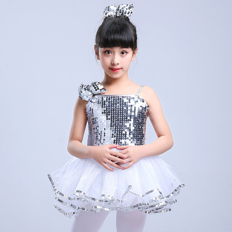 Kindergarten Performance Costume Children's Day Dance Costume for Girls Puffy Tulle Skirt Children's Jazz Dance Sequin Performance Dress