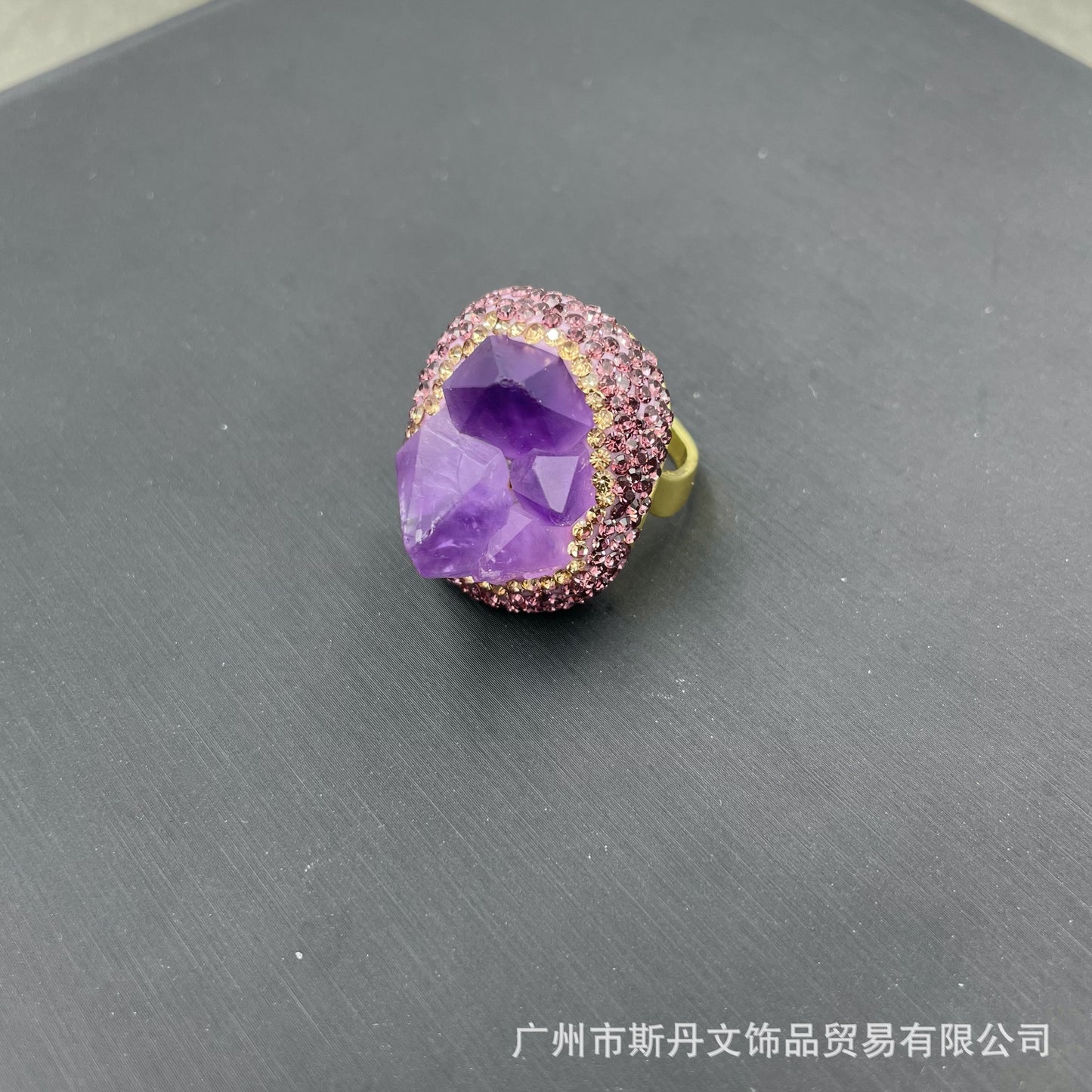 Natural Raw Amethyst Flower Four-Piece Set European and American French Style Unique Raw Gemstone Sweater Chain High-end Handmade Set
