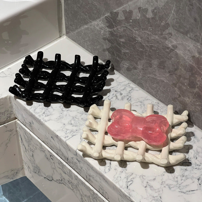 Light Luxury Soap Dish Soap Holder Ceramic Draining Rack Household High-end Bathroom Washstand Storage Artifact