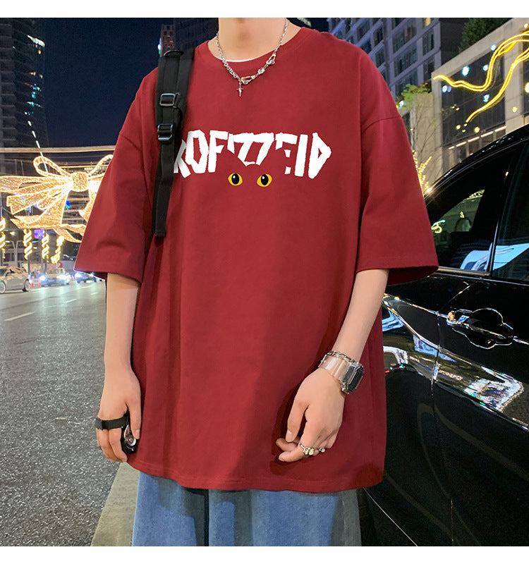 Short Sleeve T Men's Summer New Heavyweight Pure Cotton Crew Neck T-Shirt Large Size Loose Fit Men's Short Sleeve ins Fashion brand top