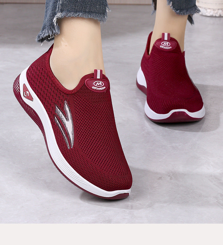 Old Beijing Cloth Shoes for Men, Slip-On Woven Surface Walking Shoes, Elderly Shoes, Non-Slip Soft Sole Casual Sports Shoes