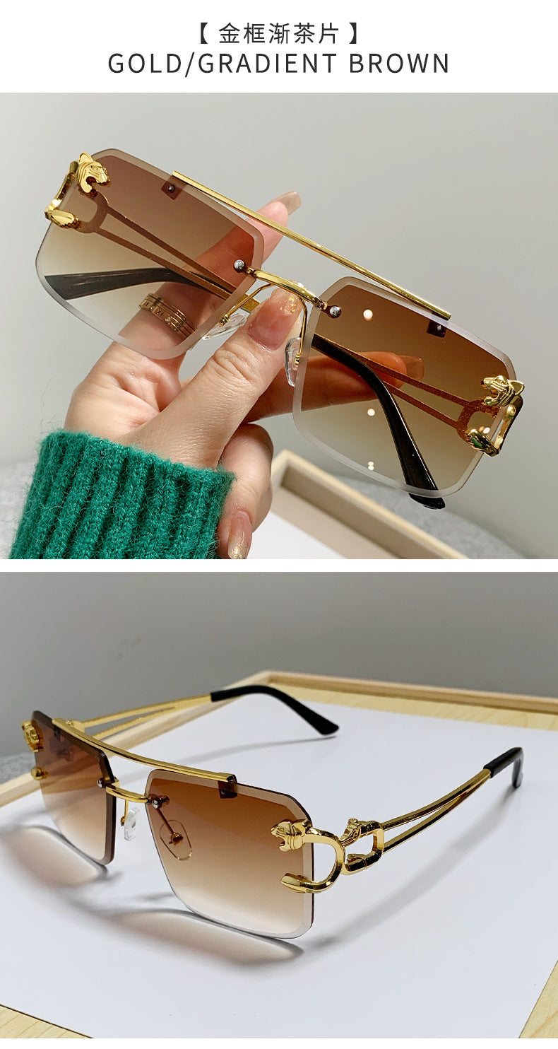 European and American Cross-Border Hot-Selling Double-Beam Edge-Cut Sunglasses for Men Wholesale Trendy Personality Sunglasses for Women sunglasses