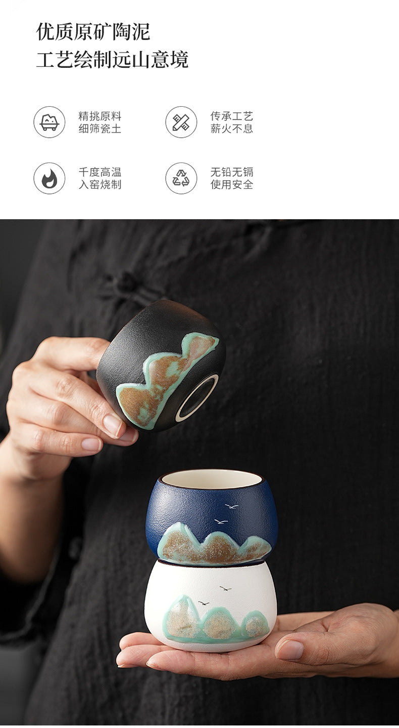 Tea Cup Ceramic Master Cup Personal Single Cup National Trend Forbidden City Cultural Creative Retro Hand-painted Tasting Cup Gift Box Set Souvenir