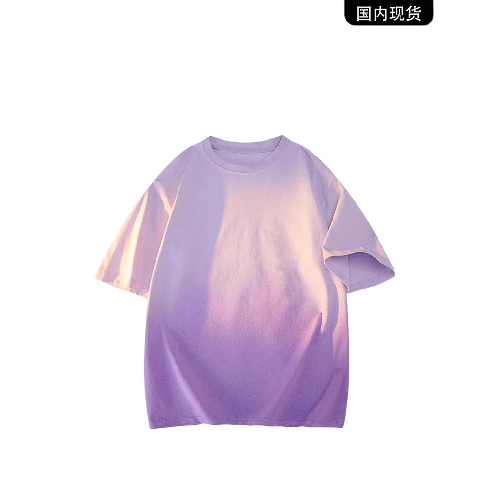 Modal Cotton Short Sleeve T Men's Summer New Gradient Color Loose Round Neck Shirt t Trendy Versatile Fashionable Shirt