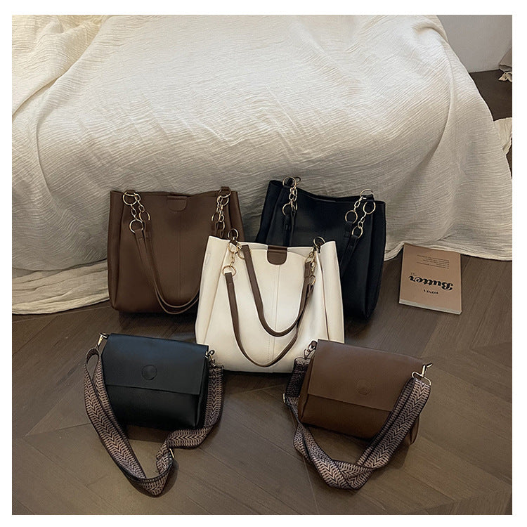 Women's two-piece large capacity bag set2024New Fashion Commuting Handbag Simple Casual Shoulder Tote Bag for Women