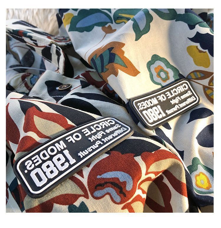 American Style Full Print Design Niche Shirt for Men and Women Summer Hong Kong Style Simple Loose College Style Couple Short Sleeve Trendy