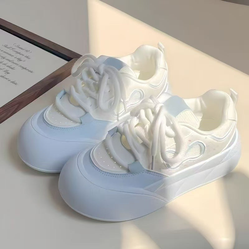 Women's Thick-Soled Height-Increasing White Sneakers2025New Autumn Milk fufu Shoes Casual Sports Sneakers Big Toe Loafers