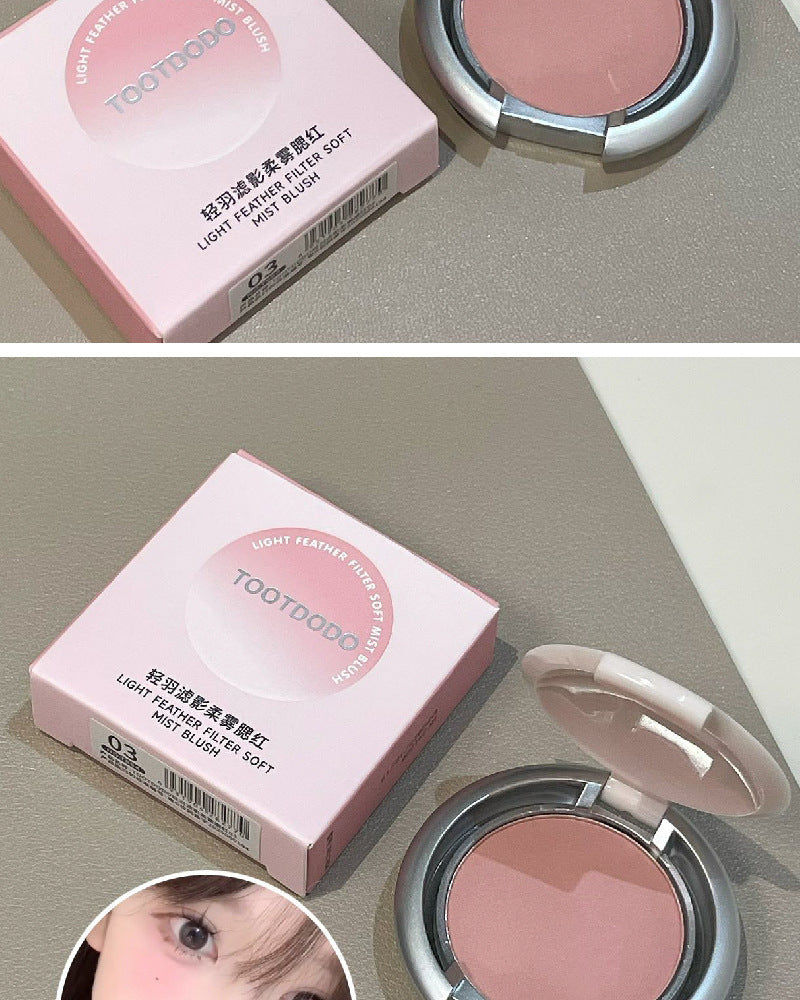 Toot Dodo Light Feather Filter Shadow Soft Mist Blush Low Saturation Facial Contouring Brightening Whitening Rouge for Beginners T854
