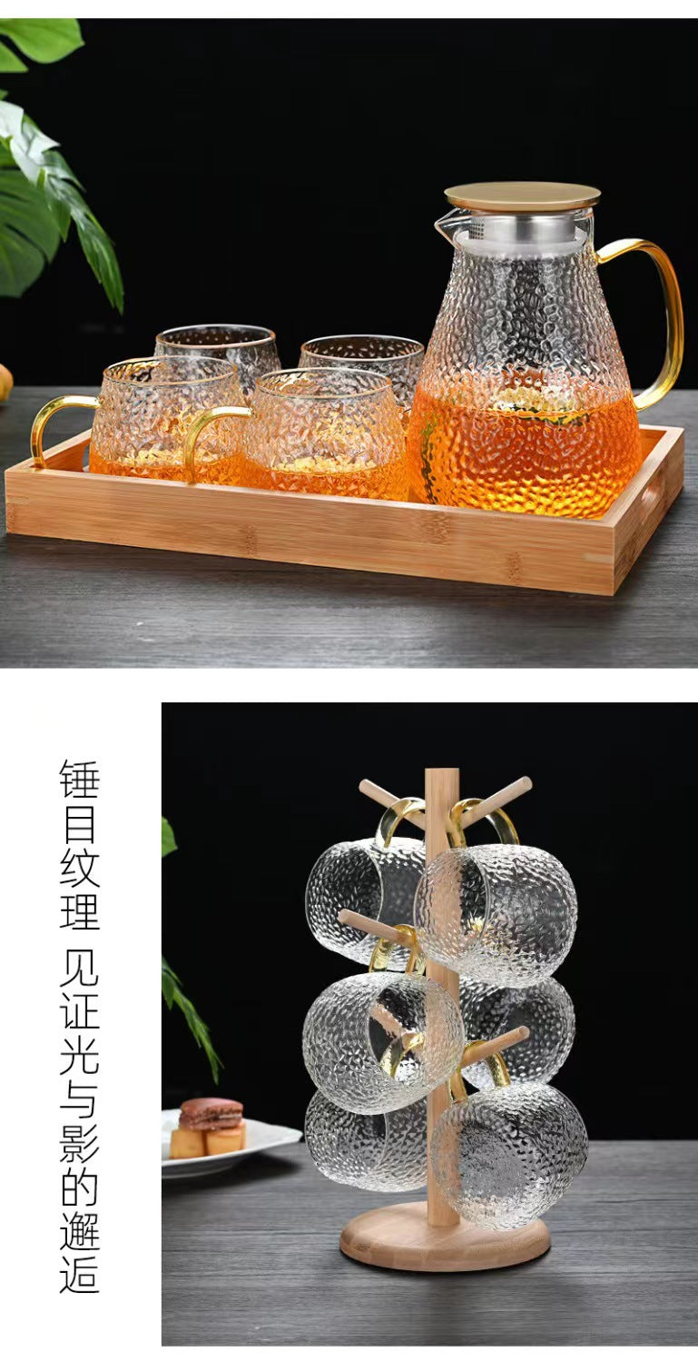 Cold Water Pitcher Glass High Temperature Resistant Household Cold Water Pitcher Set Large Capacity Tea Pitcher Cold Water Cup Juice Pitcher