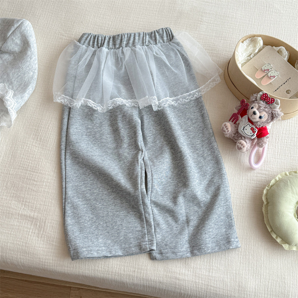 Sweet Little Girl Outfit Autumn New Fashionable Children's Stylish Girl Sweatshirt and Sweatpants Cartoon Print Two-Piece Set