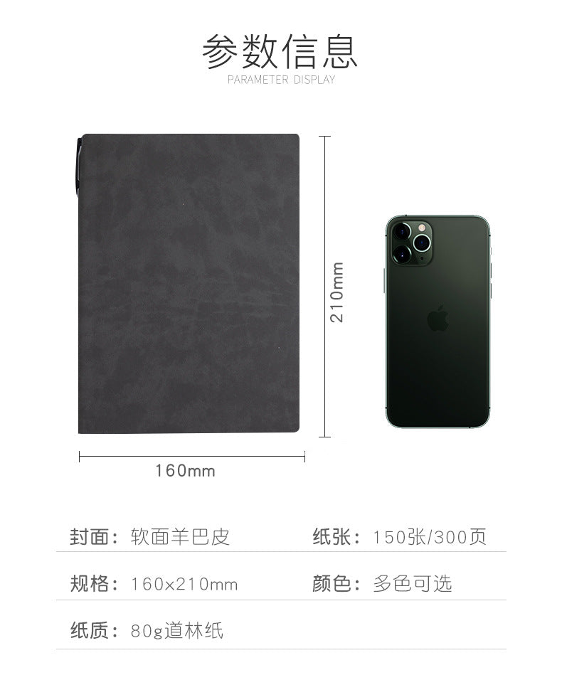 Custom Side Pen Slot Notebook logo Thickened Sheepskin Leather Notebook A5/A6Minimalist Business Journal