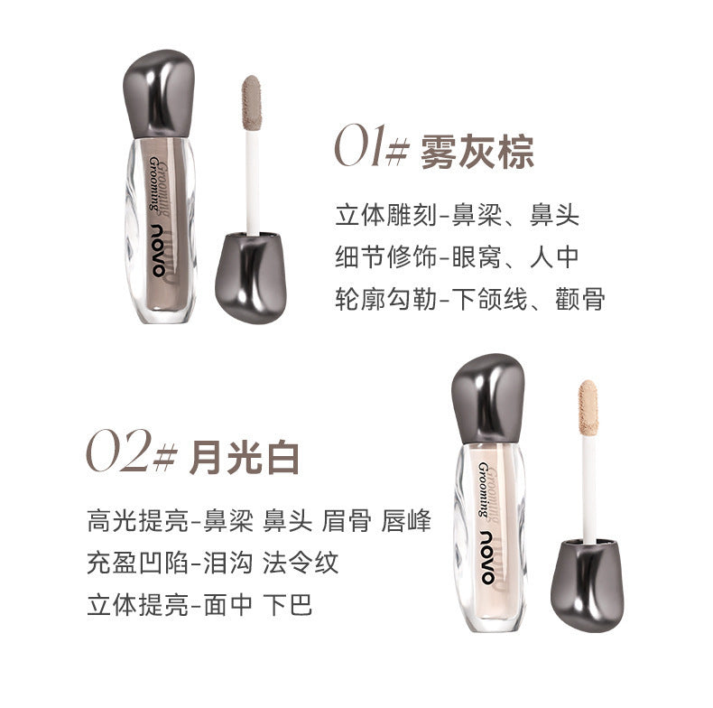 NOVO Highlight Contour Liquid for Face Brightening, Concealing Dark Circles, Contouring Nose Shadow, Matte Finish6426