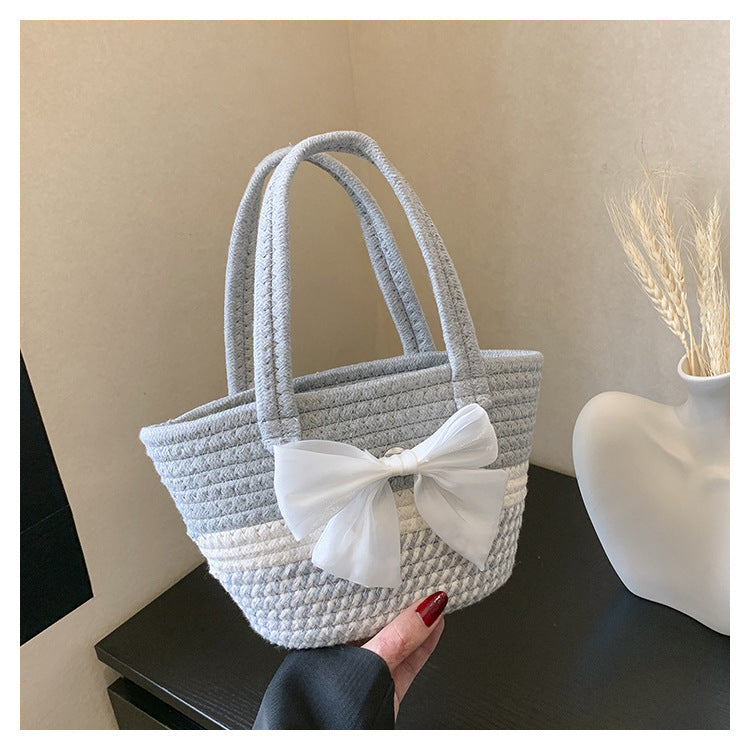 Hand-Woven Bag Women2025New Ethnic Style Straw Bag Forest Style Beach Large Capacity Basket Bag