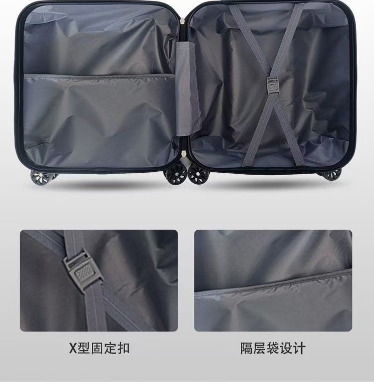 New181-inch Biscuit Children's Trolley Case Elementary School Student Luggage with Printed Words logo Cute male and female baby suitcase