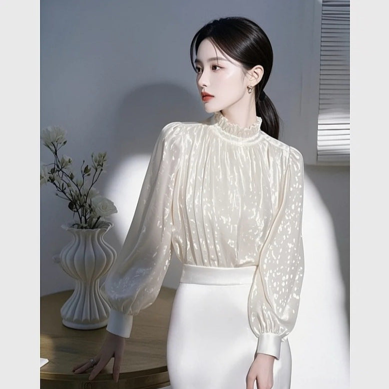 Unique and Super Beautiful White Shirt for Women, High-End Luxury, Youthful and Stylish Little Chanel Style Inner Top2025Spring