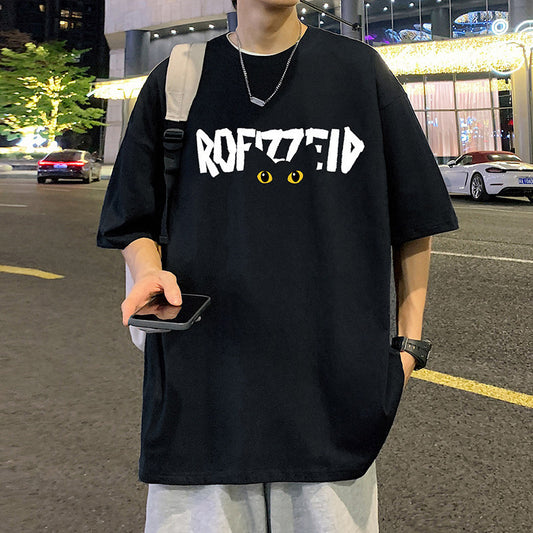 Short Sleeve T Men's Summer New Heavyweight Pure Cotton Crew Neck T-Shirt Large Size Loose Fit Men's Short Sleeve ins Fashion brand top