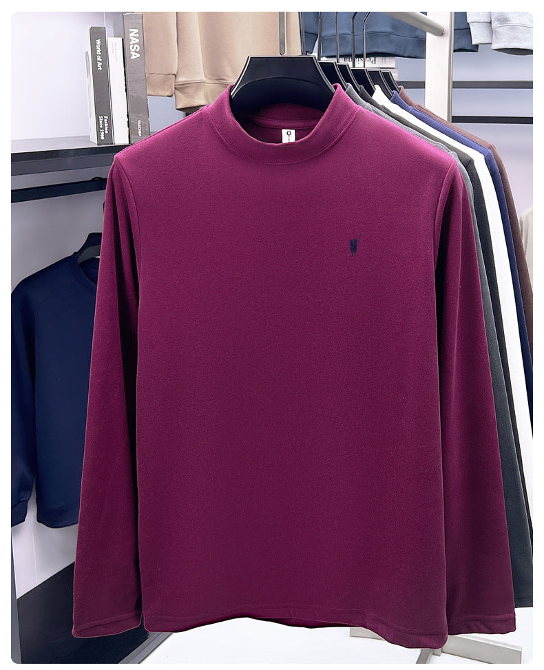 Cross-border foreign trade high-end pony embroidery men's long sleeve t Half Turtleneck Thermal Base Layer Shirt for Men Inner Wear