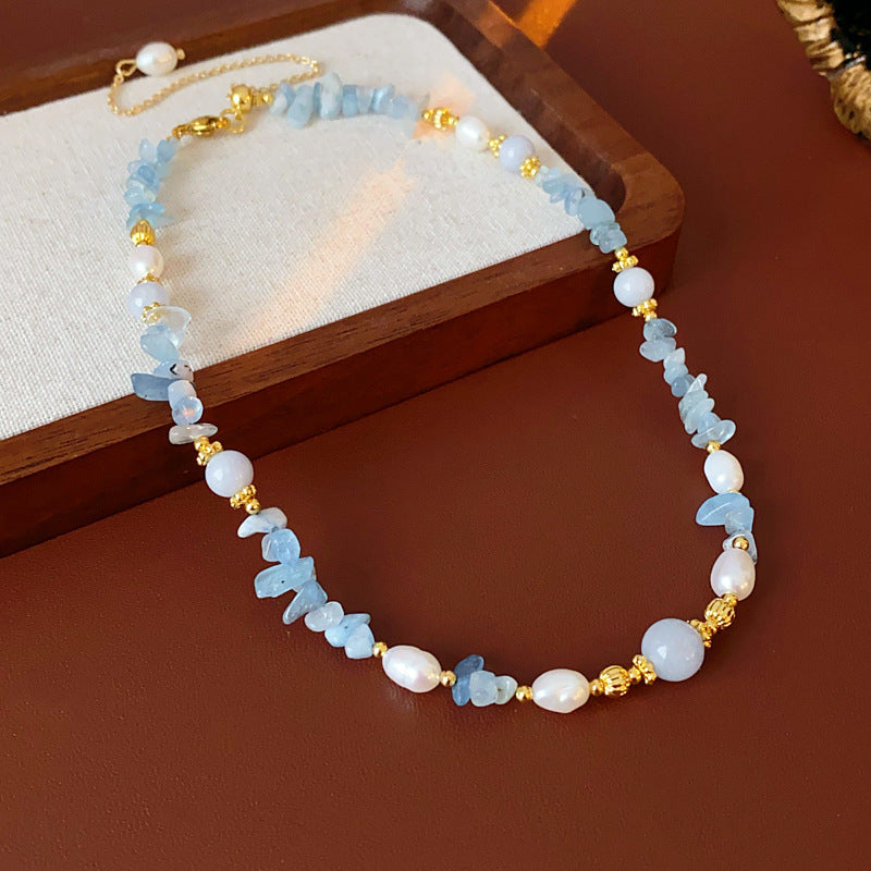 Baroque Freshwater Pearl Necklace Simple Elegant Colorful Beaded Collarbone Chain Niche Light Luxury High-End Sense Necklace for Women
