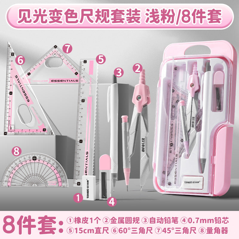 Compass and Ruler Set Essential Study Supplies for Middle School Students Elementary School Special Math Drawing Tool Set Ruler and Compass
