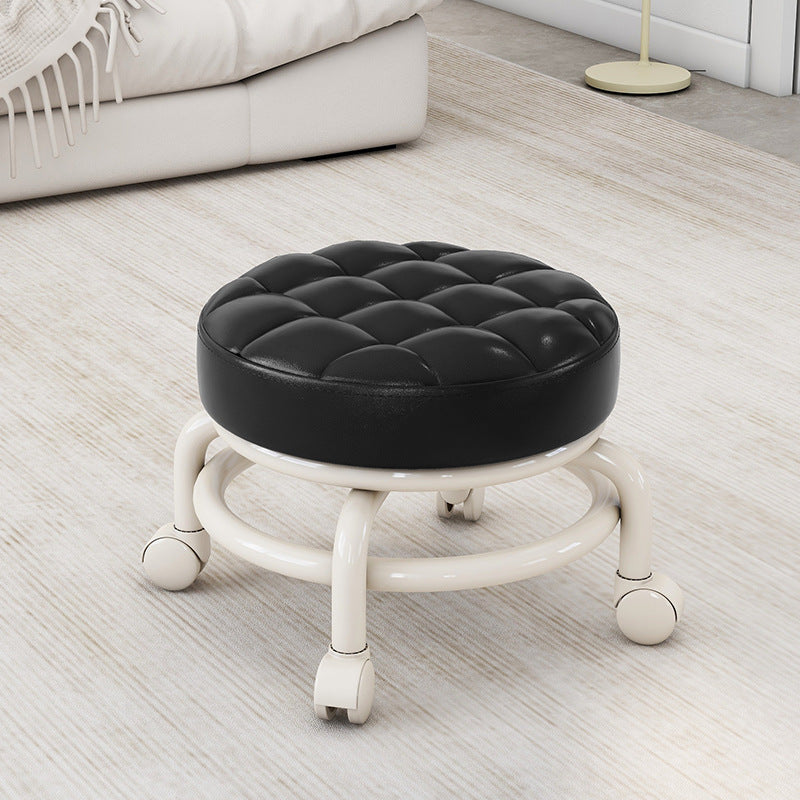 Universal Wheel Small Stool with Wheels, Low Stool for Home, Shoe Changing Stool, Living Room Children's Round Stool with Wheels, Silent Wheels