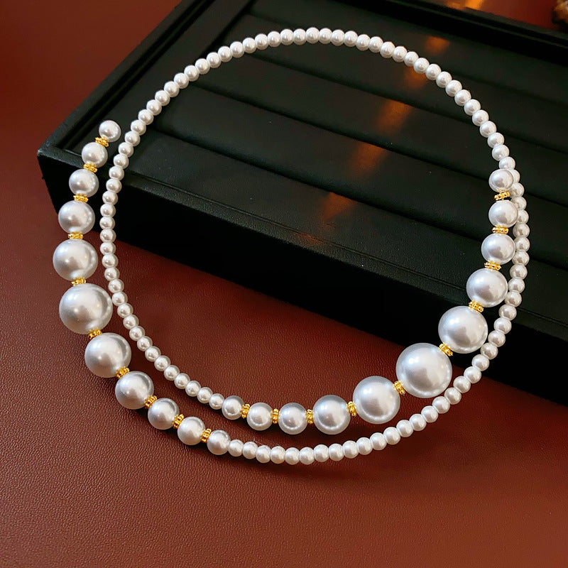 Irregular Cross Pearl Choker Versatile High-End Fashion Collarbone Chain French Retro Light Luxury Necklace for Women